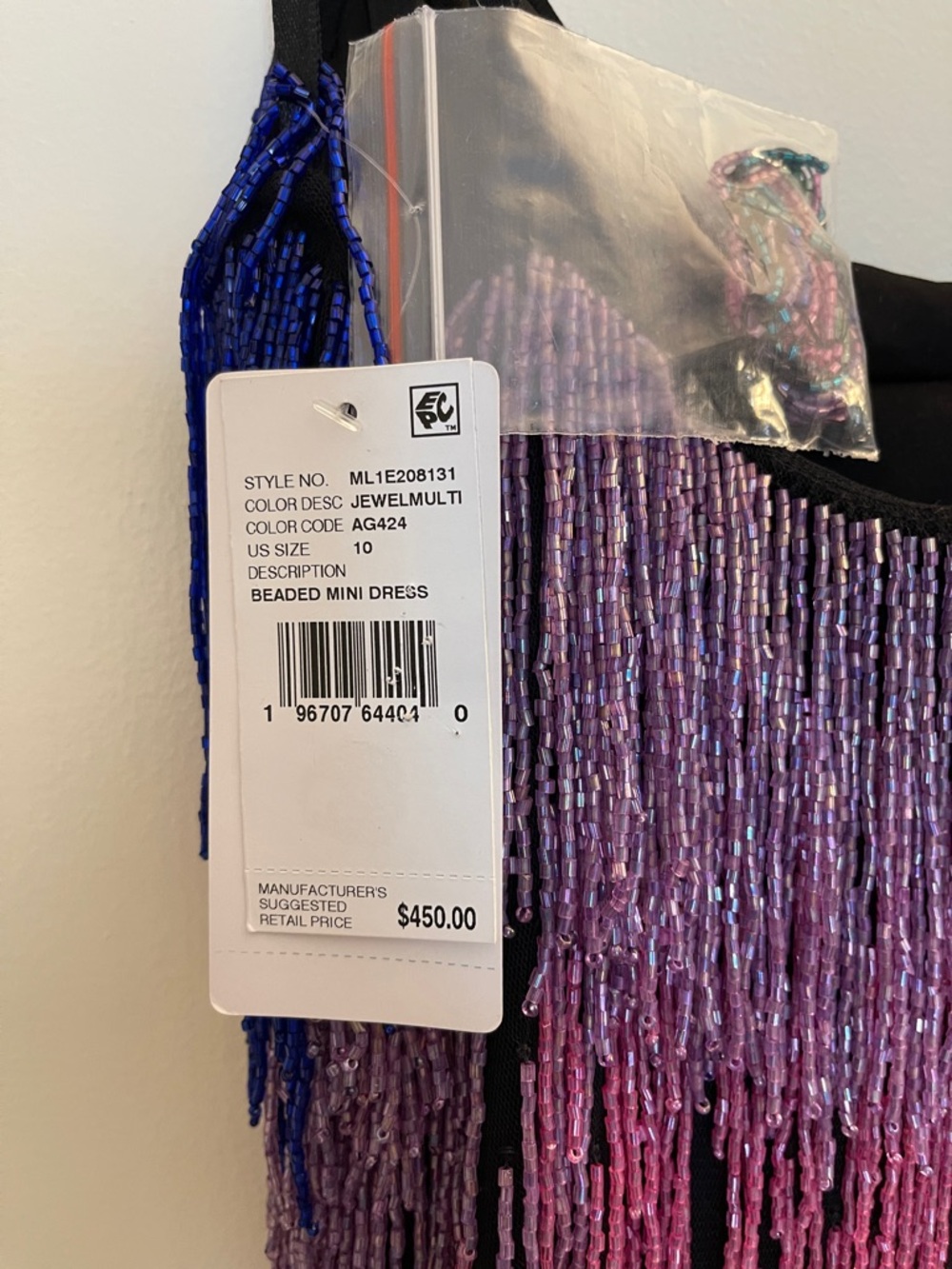 Ombre Fringe Mini Dress in Blue, Pink & Green - Picture 9 of 12